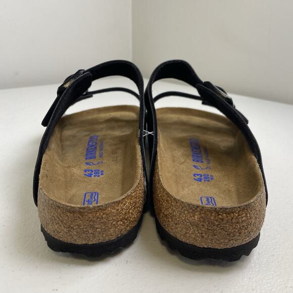 Birkenstock Arizona Mens Size 10 Sandals Soft Footbed Regular Black Birko Flor - Picture 5 of 8